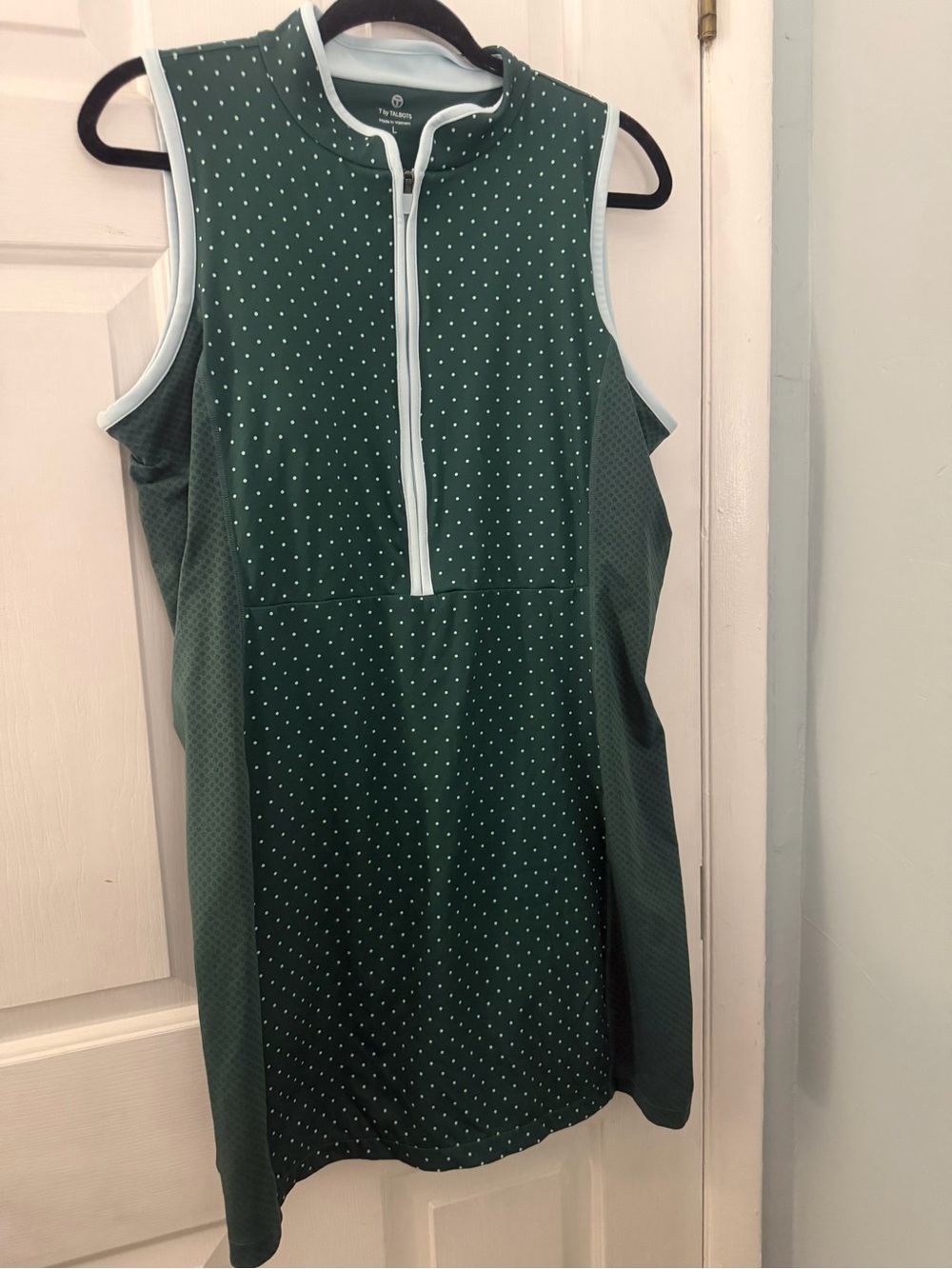 T by Talbots Golf Tennis Dress Large Green Polka Dot Built-In Bra Shorts